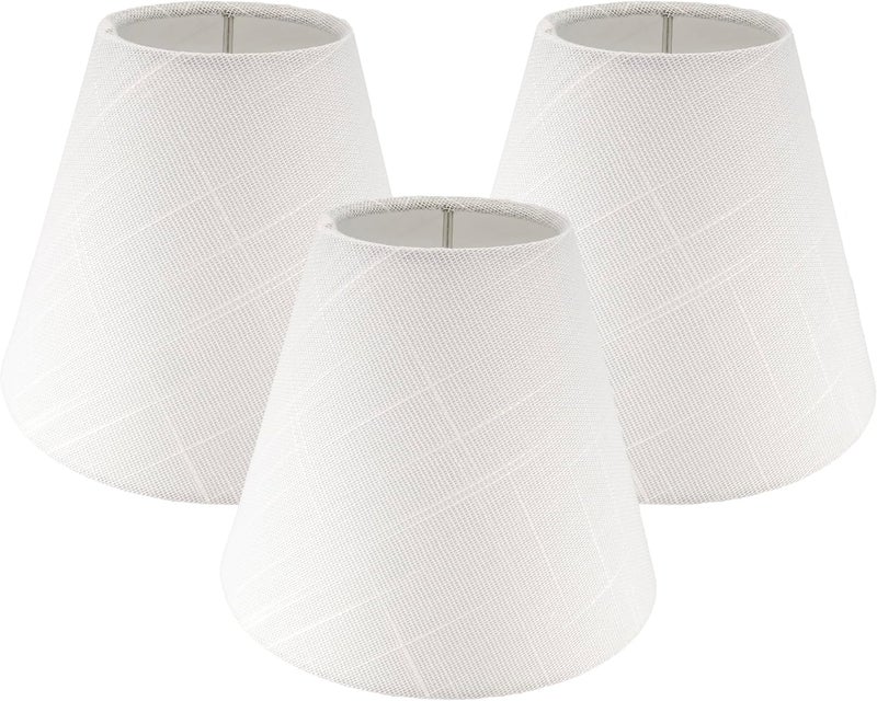 MERIVILLE Set of 3 White Linen Chandelier Lamp Shades, Designed for Candelabra Bulbs with Easy Clip-On Fitter, 3" X 6" X 5", 3-Pack - Image 1